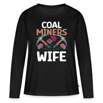 Femme de mineur de charbon - T-shirt manches longues Premium bio Femme - noir - Devant - Julia (174cm)