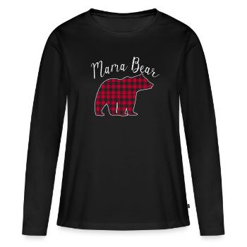 Mama Bear - Frauen Premium Bio Langarmshirt - Schwarz - Vorne - Julia (174cm)