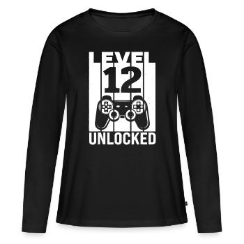12 ans 12 Anniversaire Garçon Fils Drôle Gamer 12e Années - T-shirt manches longues Premium bio Femme - noir - Devant - Julia (174cm)