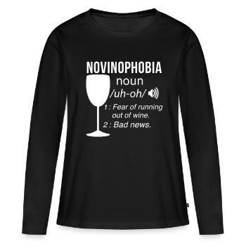 Weintrinker haben Angst, dass ihnen der Wein ausgeht - Frauen Premium Bio Langarmshirt - Schwarz - Vorne - Julia (174cm)
