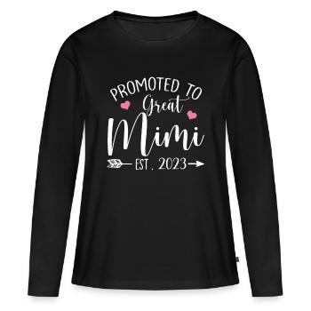 Promue au rang de grande Mimi Est 2023 Fête des mères - T-shirt manches longues Premium bio Femme - noir - Devant - Julia (174cm)