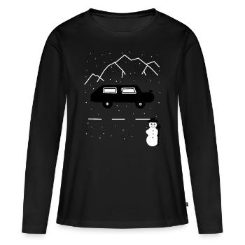 Automobiliste, Autoroute, Hiver, Solitude, Neige, Voiture - T-shirt manches longues Premium bio Femme - noir - Devant - Julia (174cm)