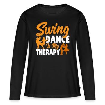 Tänzer Swing Dance ist meine Therapie Swing - Frauen Premium Bio Langarmshirt - Schwarz - Vorne - Julia (174cm)