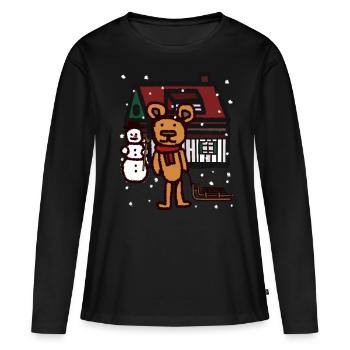 Teddy Snowfall Noël cadeau traîneau Kid - T-shirt manches longues Premium bio Femme - noir - Devant - Julia (174cm)