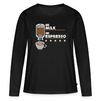 Espresso Milk Espresso Shot Injection Grain de café - T-shirt manches longues Premium bio Femme - noir - Devant - Julia (174cm)