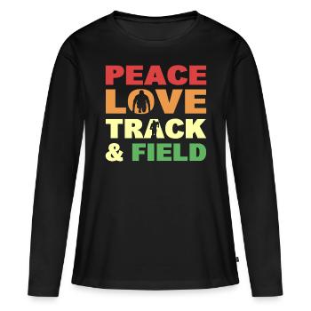 Paix Amour Athlétisme Athlétisme - T-shirt manches longues Premium bio Femme - noir - Devant - Julia (174cm)