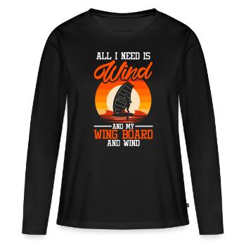 Wingsurfing Foil Wing Wing Boarding Wing Foiling - T-shirt manches longues Premium bio Femme - noir - Devant - Julia (174cm)