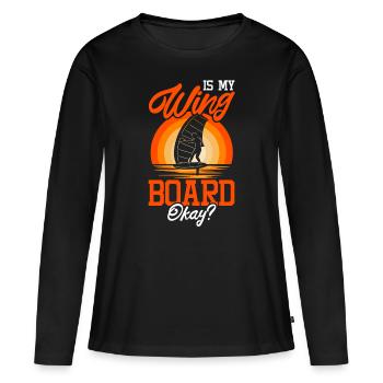 Wingsurfing Foil Wing Wing Boarding Wing Foiling - T-shirt manches longues Premium bio Femme - noir - Devant - Julia (174cm)