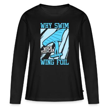 Wingsurfing Foil Wing Wing Boarding Wing Foiling - T-shirt manches longues Premium bio Femme - noir - Devant - Julia (174cm)