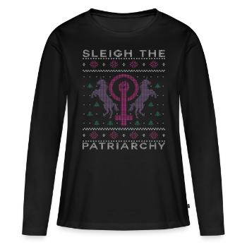 Sleigh The Patriarchy - Frauen Premium Bio Langarmshirt - Schwarz - Vorne - Julia (174cm)