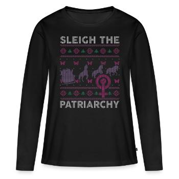 Sleigh The Patriarchy - Frauen Premium Bio Langarmshirt - Schwarz - Vorne - Julia (174cm)