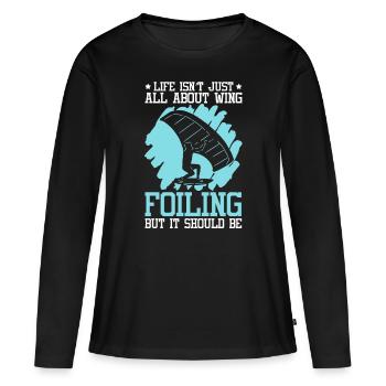 Wingsurfing Foil Wing Wing Boarding Wing Foiling - T-shirt manches longues Premium bio Femme - noir - Devant - Julia (174cm)