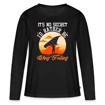 Wingsurfing Foil Wing Wing Boarding Wing Foiling - T-shirt manches longues Premium bio Femme - noir - Devant - Julia (174cm)
