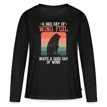 Wingsurfing Foil Wing Wing Boarding Wing Foiling - T-shirt manches longues Premium bio Femme - noir - Devant - Julia (174cm)