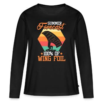 Wingsurfing Foil Wing Wing Boarding Wing Foiling - T-shirt manches longues Premium bio Femme - noir - Devant - Julia (174cm)