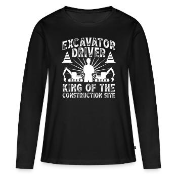 Bagger Excavator Driver King Construction Site - Frauen Premium Bio Langarmshirt - Schwarz - Vorne - Julia (174cm)