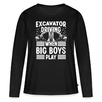 Baggerfahrer Excavator Driving Big Boy Play Bagger - Frauen Premium Bio Langarmshirt - Schwarz - Vorne - Julia (174cm)