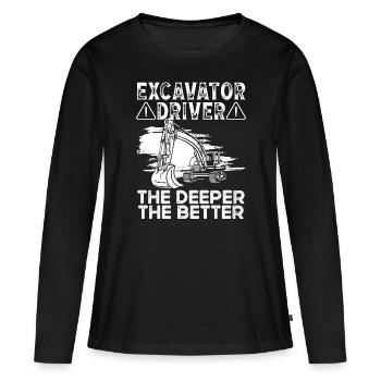 Baggerfahrer Conducteur d’excavatrice Deeper Better Bagger - T-shirt manches longues Premium bio Femme - noir - Devant - Julia (174cm)