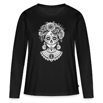 Catrina Pride - Un hommage au patrimoine culturel du Mexique - T-shirt manches longues Premium bio Femme - noir - Devant - Julia (174cm)