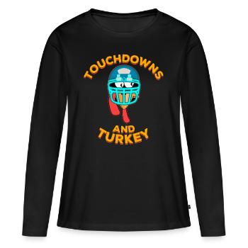 Touchdowns et football de Thanksgiving en Turquie - T-shirt manches longues Premium bio Femme - noir - Devant - Julia (174cm)