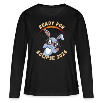 Prêt pour l’éclipse solaire de 2024 - T-shirt manches longues Premium bio Femme - noir - Devant - Julia (174cm)