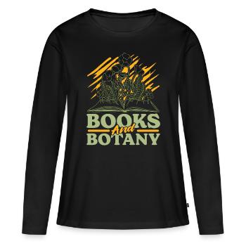 Livres et botanique Le jardin botanique aime planter - T-shirt manches longues Premium bio Femme - noir - Devant - Julia (174cm)