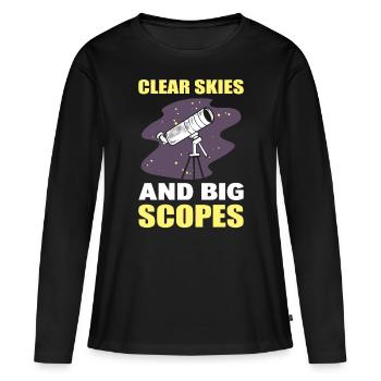 Astronomy Clear Skies And Big Scopes Telescope - Women's Premium Organic Long Sleeve Shirt - black - Front - Julia (174cm)