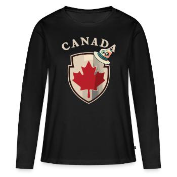 Armoiries du Canada avec chapeau avec yeux - T-shirt manches longues Premium bio Femme - noir - Devant - Julia (174cm)