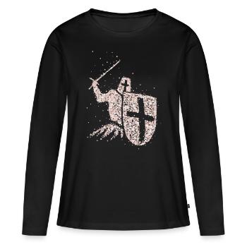 Chevaliers Croisés Chevaliers Templiers Armure de Chevalier - T-shirt manches longues Premium bio Femme - noir - Devant - Julia (174cm)