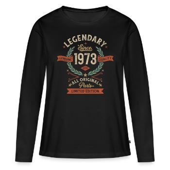 Legendary Since 1973, All Original Parts - Women's Premium Organic Long Sleeve Shirt - black - Front - Julia (174cm)