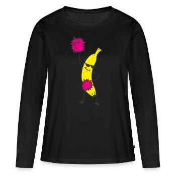 Banana, Banana, Tropical Fruits, Fruit, Fruit - Women's Premium Organic Long Sleeve Shirt - black - Front - Julia (174cm)