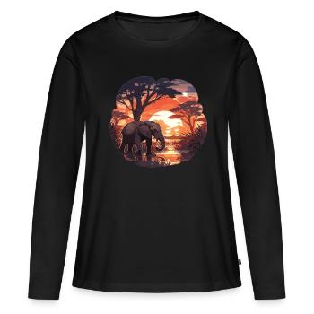 Éléphant, Éléphant, Pachyderme, Animal, Afrique, Safari - T-shirt manches longues Premium bio Femme - noir - Devant - Julia (174cm)