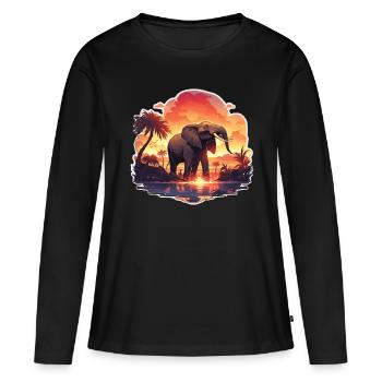 Éléphant, Éléphant, Pachyderme, Animal, Afrique, Safari - T-shirt manches longues Premium bio Femme - noir - Devant - Julia (174cm)