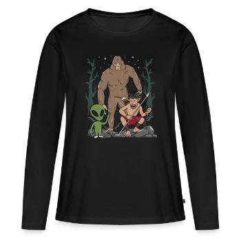 Folklore Fabelwesen Indianer - Frauen Premium Bio Langarmshirt - Schwarz - Vorne - Julia (174cm)