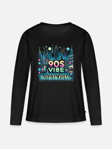 90 S Vibe 90er 90er Jahre 90er Party 90er Mode - Frauen Premium Bio Langarmshirt - Schwarz