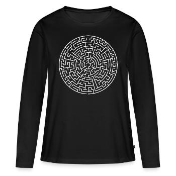 Labyrinthe blanc - T-shirt manches longues Premium bio Femme - noir - Devant - Julia (174cm)