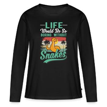 Schlangen Besitzer Schlangenliebhaber - Frauen Premium Bio Langarmshirt - Schwarz - Vorne - Julia (174cm)