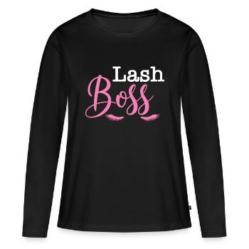 Lash Manager Niedliche Wimpern Liebe Wimpernverlängerung - Frauen Premium Bio Langarmshirt - Schwarz - Vorne - Julia (174cm)