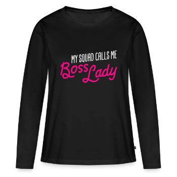 Manager-Geschenk Mein Trupp nennt mich Managerin - Frauen Premium Bio Langarmshirt - Schwarz - Vorne - Julia (174cm)