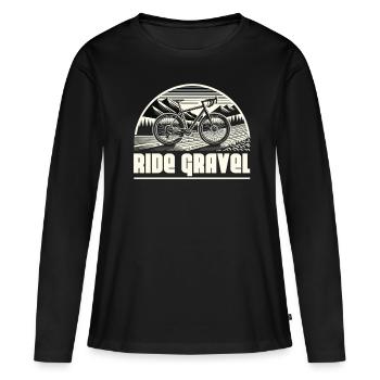 Roulez sur le gravier - T-shirt manches longues Premium bio Femme - noir - Devant - Julia (174cm)