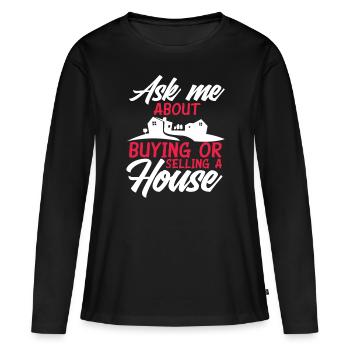 Agent immobilier - T-shirt manches longues Premium bio Femme - noir - Devant - Julia (174cm)