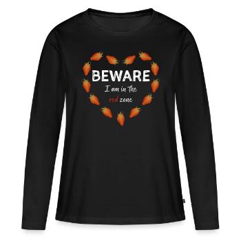 Erdbeerwoche Menstruation Regel Endometriose - Frauen Premium Bio Langarmshirt - Schwarz - Vorne - Julia (174cm)