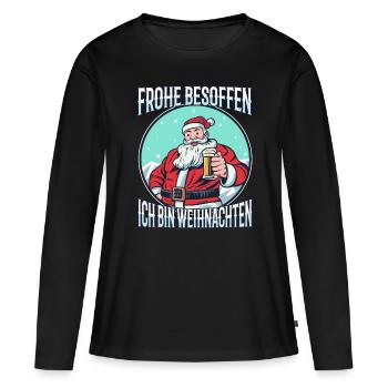 Frohe besoffen ich bin Weihnachten - Frauen Premium Bio Langarmshirt - Schwarz - Vorne - Julia (174cm)