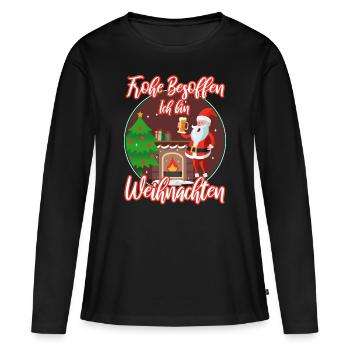 Frohe besoffen ich bin Weihnachten - Frauen Premium Bio Langarmshirt - Schwarz - Vorne - Julia (174cm)