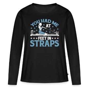 Tu m’as eu aux pieds dans les sangles 21 - T-shirt manches longues Premium bio Femme - noir - Devant - Julia (174cm)