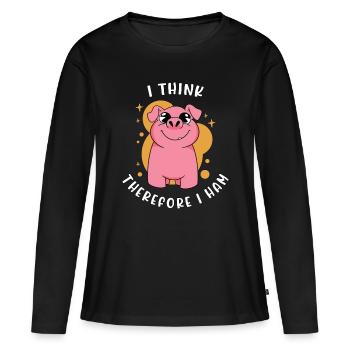 L’élevage porcin je pense donc je fais de l’élevage de porcs - T-shirt manches longues Premium bio Femme - noir - Devant - Julia (174cm)