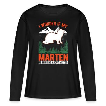 Martre cadeau pin martre vison - T-shirt manches longues Premium bio Femme - noir - Devant - Julia (174cm)