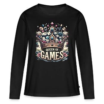 "Queen of Games" Kartenspiel-Dominanz - Frauen Premium Bio Langarmshirt - Schwarz - Vorne - Julia (174cm)