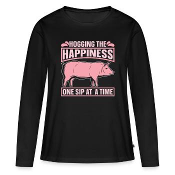 L’élevage porcin monopolise Le bonheur Un élevage de porcs - T-shirt manches longues Premium bio Femme - noir - Devant - Julia (174cm)