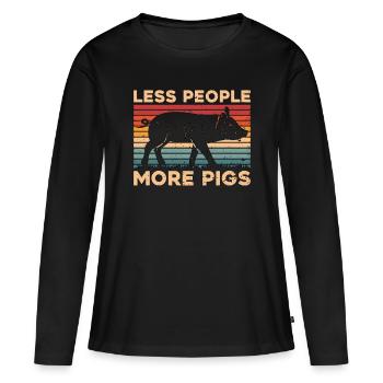 L’élevage porcin : moins d’habitants, plus d’élevage porcin - T-shirt manches longues Premium bio Femme - noir - Devant - Julia (174cm)